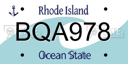 BQA978 Rhode Island License Plate