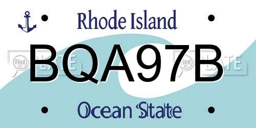 BQA97B Rhode Island License Plate