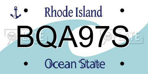 BQA97S Rhode Island License Plate
