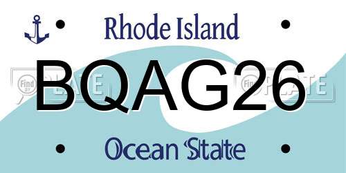 BQAG26 Rhode Island License Plate