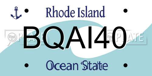 BQAI40 Rhode Island License Plate