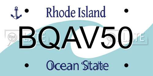 BQAV50 Rhode Island License Plate