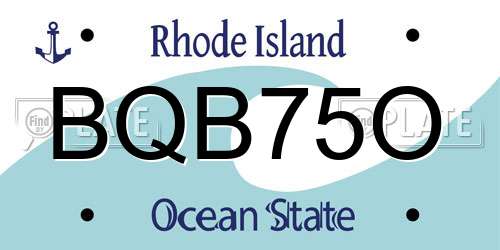BQB75O Rhode Island License Plate