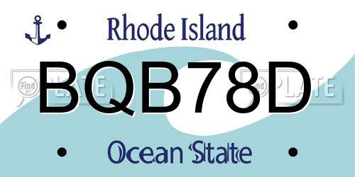 BQB78D Rhode Island License Plate