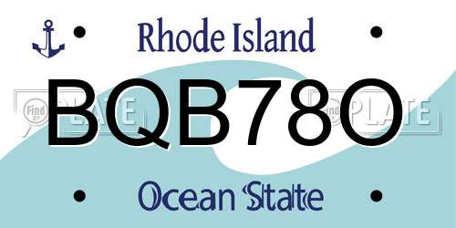 BQB78O Rhode Island License Plate