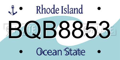 BQB8853 Rhode Island License Plate