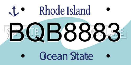 BQB8883 Rhode Island License Plate
