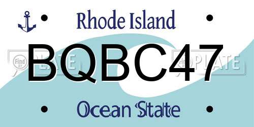 BQBC47 Rhode Island License Plate