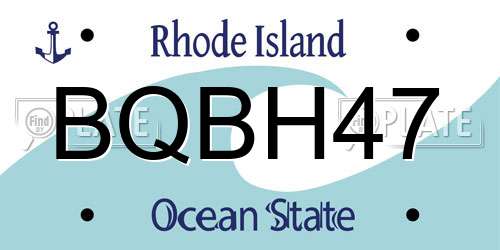 BQBH47 Rhode Island License Plate