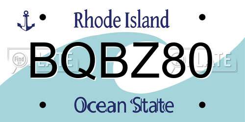 BQBZ80 Rhode Island License Plate