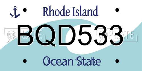 BQD533 Rhode Island License Plate
