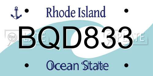 BQD833 Rhode Island License Plate