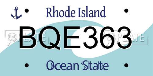 BQE363 Rhode Island License Plate