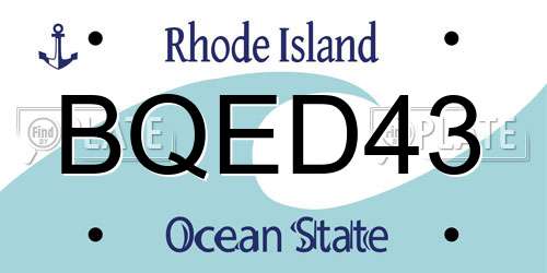 BQED43 Rhode Island License Plate