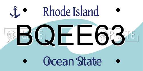 BQEE63 Rhode Island License Plate