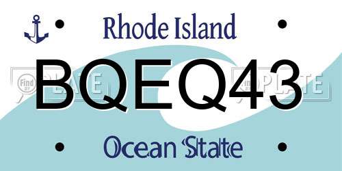 BQEQ43 Rhode Island License Plate