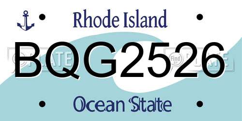 BQG2526 Rhode Island License Plate