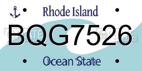 BQG7526 Rhode Island License Plate