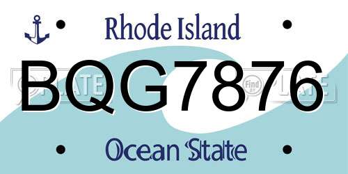 BQG7876 Rhode Island License Plate