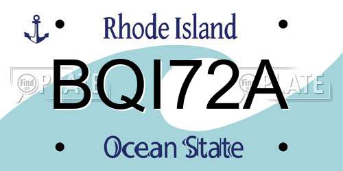 BQI72A Rhode Island License Plate