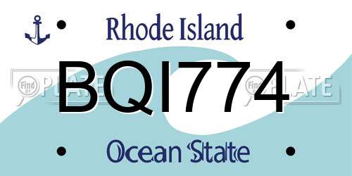 BQI774 Rhode Island License Plate