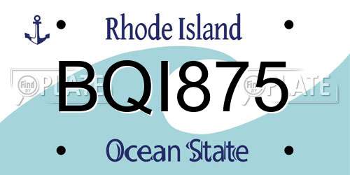 BQI875 Rhode Island License Plate