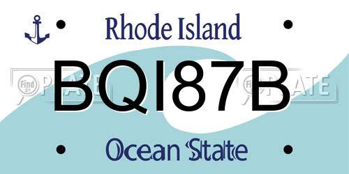 BQI87B Rhode Island License Plate