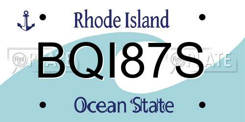 BQI87S Rhode Island License Plate