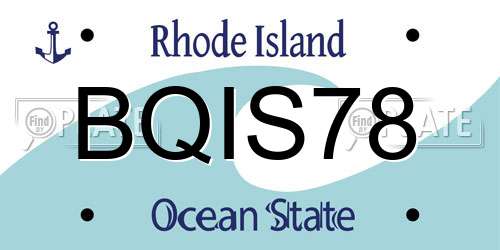 BQIS78 Rhode Island License Plate