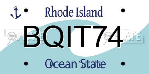 BQIT74 Rhode Island License Plate