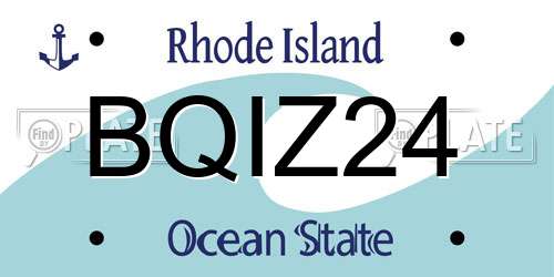 BQIZ24 Rhode Island License Plate