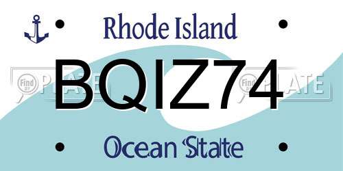 BQIZ74 Rhode Island License Plate