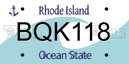 BQK118 Rhode Island License Plate