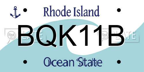 BQK11B Rhode Island License Plate