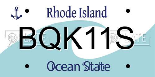 BQK11S Rhode Island License Plate
