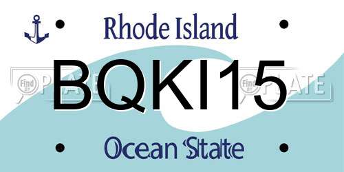 BQKI15 Rhode Island License Plate