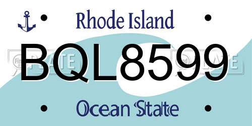 BQL8599 Rhode Island License Plate
