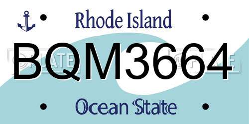BQM3664 Rhode Island License Plate