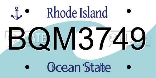 BQM3749 Rhode Island License Plate