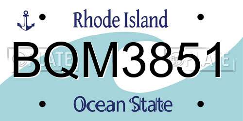 BQM3851 Rhode Island License Plate
