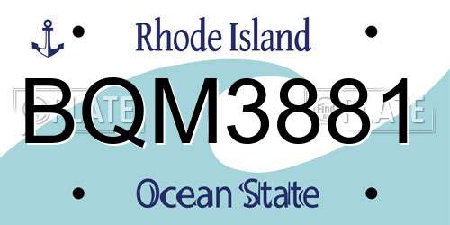 BQM3881 Rhode Island License Plate