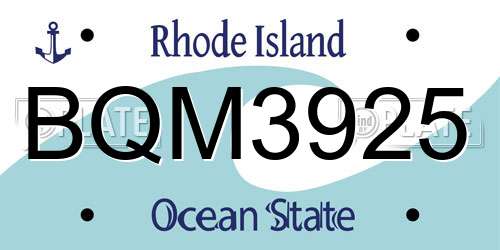 BQM3925 Rhode Island License Plate