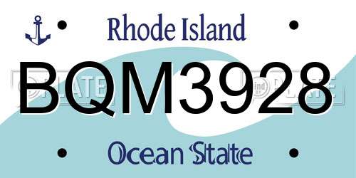 BQM3928 Rhode Island License Plate
