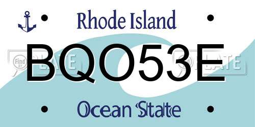BQO53E Rhode Island License Plate