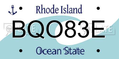 BQO83E Rhode Island License Plate