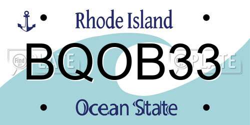 BQOB33 Rhode Island License Plate