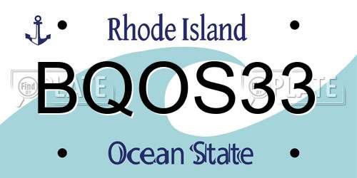 BQOS33 Rhode Island License Plate