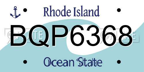 BQP6368 Rhode Island License Plate