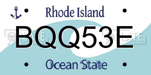 BQQ53E Rhode Island License Plate