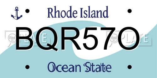BQR57O Rhode Island License Plate